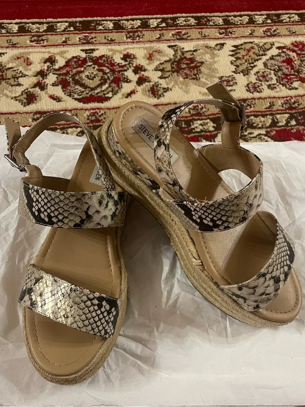 Women’s Snake-Print Espadrille Platform Sandals - Beige